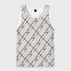 Майка-безрукавка мужская Три буквы: паттерн на бежевом, цвет: 3D-белый