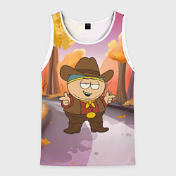 Майка-безрукавка мужская Эрик Картман ковбой осенью, цвет: 3D-белый