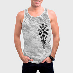 Майка-безрукавка мужская Компас рун вегвизир - проводник по жизни, цвет: 3D-белый — фото 2