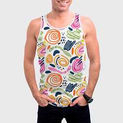 Майка-безрукавка мужская Яркие спирали, цвет: 3D-белый — фото 2