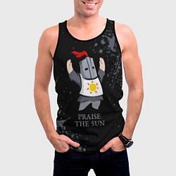 Майка-безрукавка мужская Хвала солнцу - дарк соулс, цвет: 3D-черный — фото 2