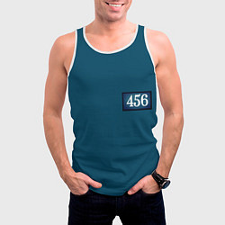 Майка-безрукавка мужская Синяя униформа игрока 456 игра в кальмара, цвет: 3D-белый — фото 2