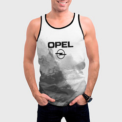 Майка-безрукавка мужская Opel на сером абстрактном фоне, цвет: 3D-черный — фото 2