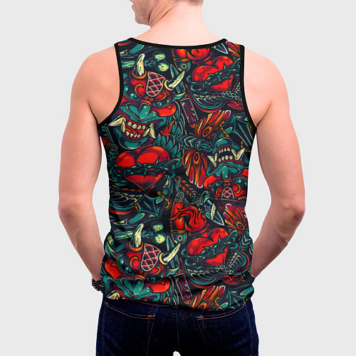 Мужская майка без рукавов Barcelona japan tatoo / 3D-Черный – фото 4