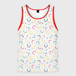Мужская майка без рукавов Цветные точки и дуги на белом