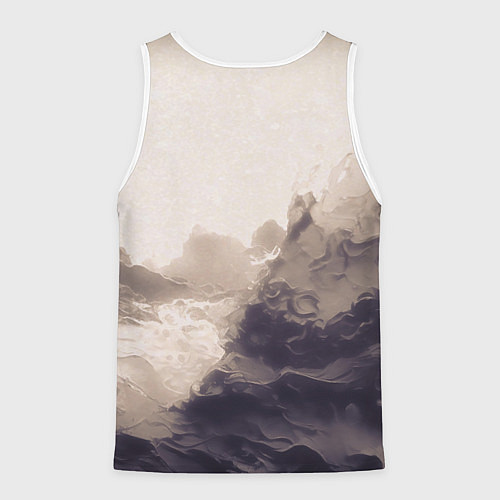 Мужская майка без рукавов Сепия абстрактная горная река / 3D-Белый – фото 2