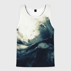 Майка-безрукавка мужская Чёрно-синие абстрактные краски, цвет: 3D-белый
