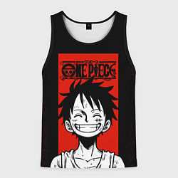 Майка-безрукавка мужская Ван Пис, Луффи на красном, цвет: 3D-черный