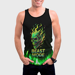 Майка-безрукавка мужская Режим зверя огненный череп, цвет: 3D-черный — фото 2