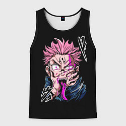 Майка-безрукавка мужская Итадори с Сукуна на руке, цвет: 3D-черный