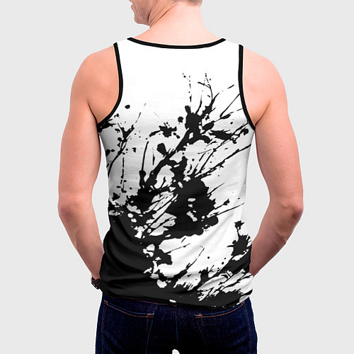 Мужская майка без рукавов Чёрная взрывная краска на белом / 3D-Черный – фото 4