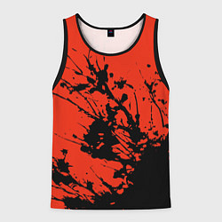 Майка-безрукавка мужская Взрыв чёрной краски на красно-оранжевом, цвет: 3D-черный