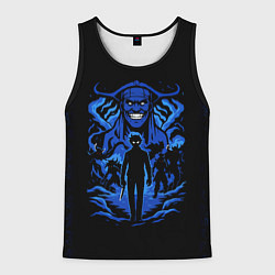 Майка-безрукавка мужская Поднятие уровня в одиночку с иероглифами, цвет: 3D-черный