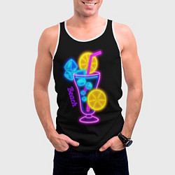 Майка-безрукавка мужская Night beach, цвет: 3D-белый — фото 2