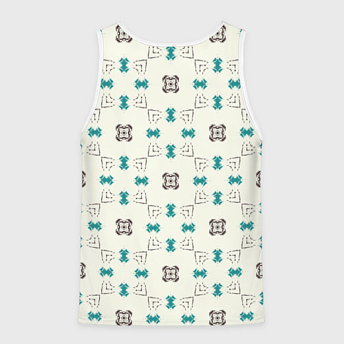 Мужская майка без рукавов Узорчатый паттерн в квадратных ячейках / 3D-Белый – фото 2