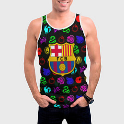 Майка-безрукавка мужская Barcelona neon games logo, цвет: 3D-белый — фото 2