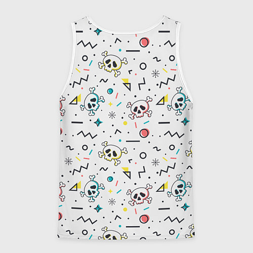 Мужская майка без рукавов Паттерн с черепами и геометрическими фигурами на Х / 3D-Белый – фото 2