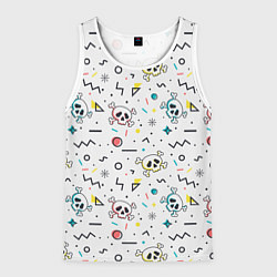 Майка-безрукавка мужская Паттерн с черепами и геометрическими фигурами на Х, цвет: 3D-белый