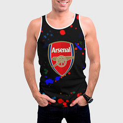 Майка-безрукавка мужская Arsenal неоновые брызги красок, цвет: 3D-белый — фото 2