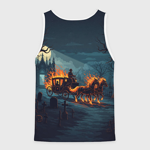 Мужская майка без рукавов Призраки в горящей конной повозке / 3D-Белый – фото 2