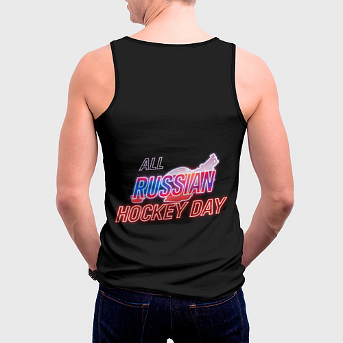 Мужская майка без рукавов Всероссийский день хоккея / 3D-Черный – фото 4
