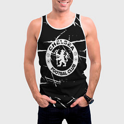 Майка-безрукавка мужская Челси штрихи красок белые, цвет: 3D-белый — фото 2