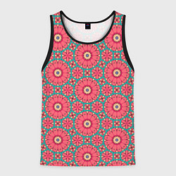 Майка-безрукавка мужская Узор из розовых цветов, цвет: 3D-черный