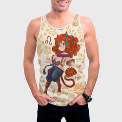 Майка-безрукавка мужская Гороскоп в русском стиле: Лев, цвет: 3D-белый — фото 2