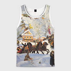 Мужская майка без рукавов Русская тройка зимой - картина Масленица Кустодиев