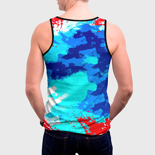 Мужская майка без рукавов Ювентус абстрактные краски / 3D-Черный – фото 4