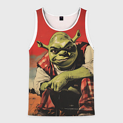 Майка-безрукавка мужская Шрек на фоне природы, цвет: 3D-белый