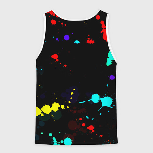 Мужская майка без рукавов Ювентус брызги красок неон / 3D-Белый – фото 2
