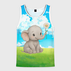 Мужская майка без рукавов Слоненок с цветочком