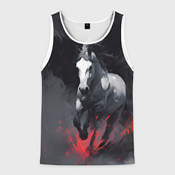 Майка-безрукавка мужская Белая лошадь на фоне мазков краски, цвет: 3D-белый