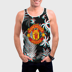 Майка-безрукавка мужская Манчестер Юнайтед тропики глитч, цвет: 3D-белый — фото 2