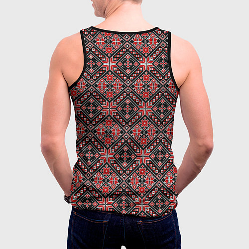 Мужская майка без рукавов Славянский стиль - орнамент / 3D-Черный – фото 4