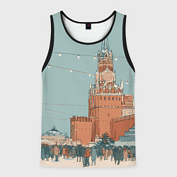 Майка-безрукавка мужская Праздничная атмосфера на новый год, цвет: 3D-черный