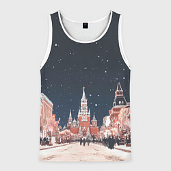 Майка-безрукавка мужская Праздничная ночь в Москве, цвет: 3D-белый