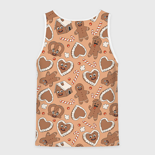 Мужская майка без рукавов Паттерн с новогодним печеньем / 3D-Белый – фото 2