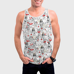 Майка-безрукавка мужская Новогодние котики, цвет: 3D-белый — фото 2