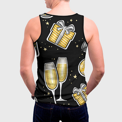 Мужская майка без рукавов Новогодний вайб / 3D-Черный – фото 4