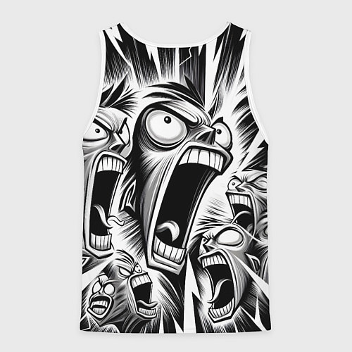 Мужская майка без рукавов Орущие рожицы и чёрные молнии - нейроарт / 3D-Белый – фото 2