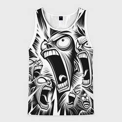 Мужская майка без рукавов Орущие рожицы и чёрные молнии - нейроарт