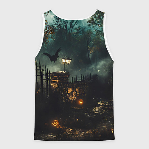 Мужская майка без рукавов Ночь тыкв и теней / 3D-Белый – фото 2