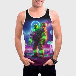 Майка-безрукавка мужская Космонавт Шрук в неоновом скафандре на загадочной, цвет: 3D-белый — фото 2