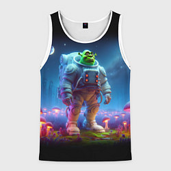 Майка-безрукавка мужская Шрек бравый космонавт - неоновое свечение, цвет: 3D-белый