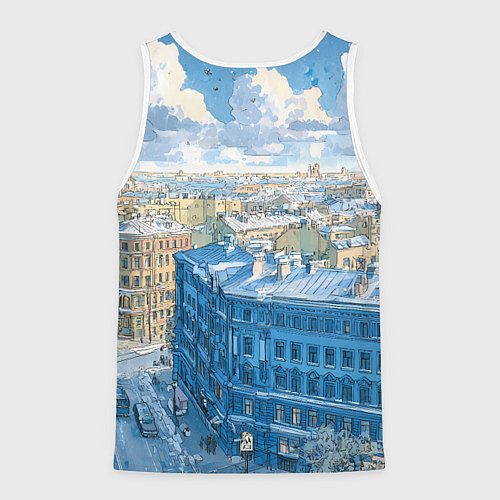 Мужская майка без рукавов Зимний утренний Питер / 3D-Белый – фото 2