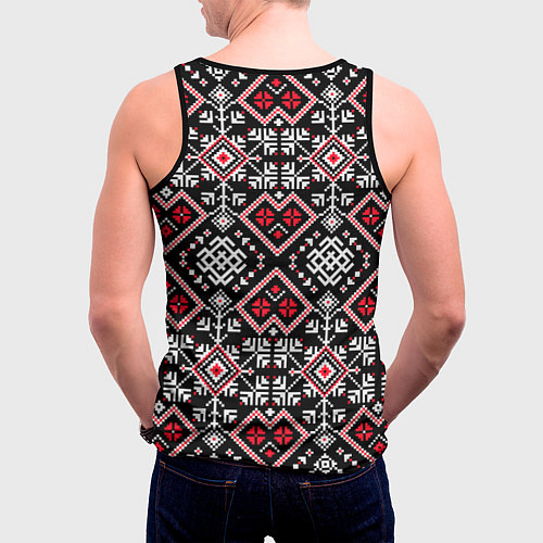 Мужская майка без рукавов Славянский орнамент обережный / 3D-Черный – фото 4