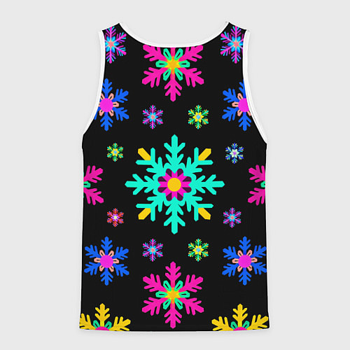 Мужская майка без рукавов Снежинки ретро / 3D-Белый – фото 2