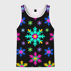 Майка-безрукавка мужская Снежинки ретро, цвет: 3D-белый